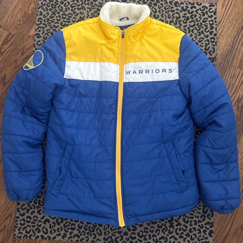 Warriors Puffer Coat with Sherpa Collar